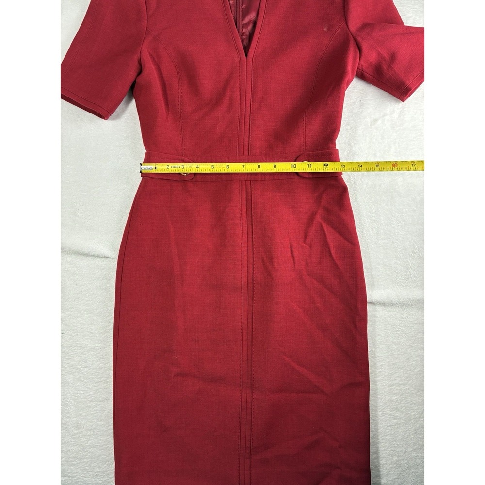 Tory Burch Lydia Sheath Dress Womens 2 Red V-Neck Short Sleeve Work Office Midi - Picture 8 of 11